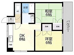 コーポ・プロスペリティ 2LDKの間取図画像
