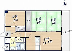 シャンテ辻亀 3LDKの間取図画像