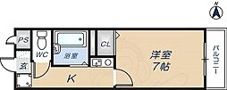 シャインヒル 1Kの間取図画像