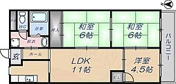 吉田第三大発マンション 3LDKの間取図画像