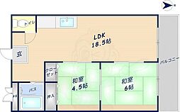 メゾン大和枚岡 2LDKの間取図画像