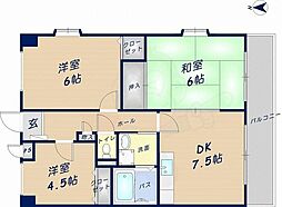 サンローズ吉田 3DKの間取図画像
