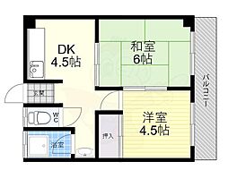 秀栄マンション 2DKの間取図画像