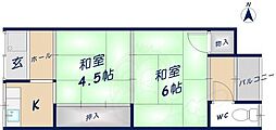 日乃出荘 2Kの間取図画像