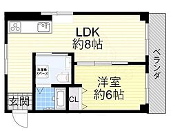 東花園コーポ 1LDKの間取図画像
