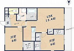 カーサベルデトレス 2LDKの間取図画像