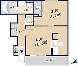 ビューテラス 1LDKの間取図画像