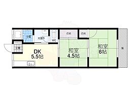 ハウス幸容 2DKの間取図画像