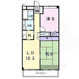 アフロディ布市 2LDKの間取図画像