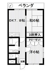 マンションウィズ 2DKの間取図画像