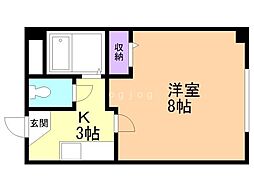 クゥーネルS 1Kの間取図画像