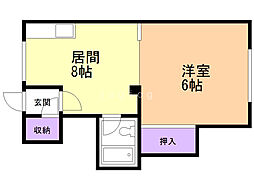 南西ビル 1階1LDKの間取り