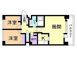 オリエンタルコートオートモ 2LDKの間取図画像
