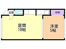 コーポオオヤA棟 1LDKの間取図画像