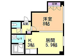 コーポオーホリ 1LDKの間取図画像