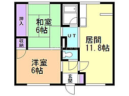丸勝ハイツ 2LDKの間取図画像