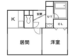 イーグルサウス17-B 1LDKの間取図画像
