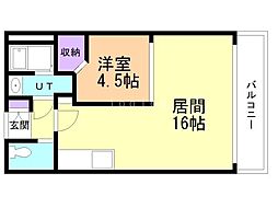 札幌グランドマンション 5階1LDKの間取り