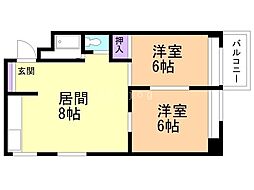 くぼたビルくぼたマンション 2DKの間取図画像