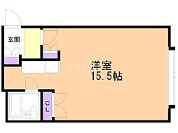 カーサ・パール・ピアス2 1Kの間取図画像