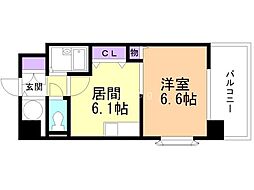 トーワビルデンス 6階1DKの間取り