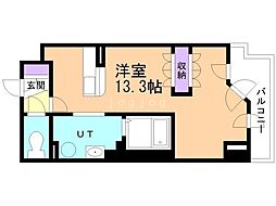 ＵＵＲコート札幌南三条プレミアタワー 13階ワンルームの間取り