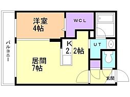 Red　Orb　YAMAHANA 4階1LDKの間取り