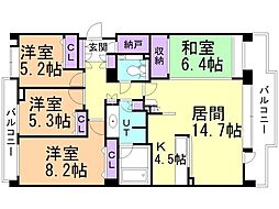 じょうてつドエルアイム伏見神社 2階4LDKの間取り