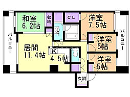 ザ・サッポロレジデンス 5階4LDKの間取り