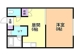 ワイ:フラット 1DKの間取図画像