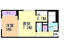 ルミナス山鼻 3階1LDKの間取り
