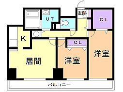 レジディア大通西 11階2LDKの間取り