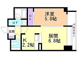 ＰＲＩＭＥ　ＵＲＢＡＮ北3条通 6階1LDKの間取り