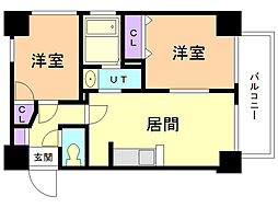 メゾン・ド・ヴィレ桑園 8階2LDKの間取り