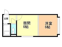 シティハイツ南6条 3階1DKの間取り