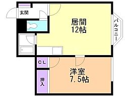 エーデル515 1LDKの間取図画像