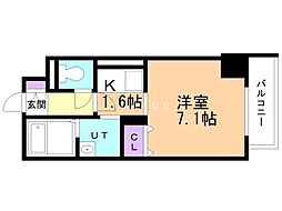 グランカーサ南6条(旧アルファスクエア南6条) 2階1Kの間取り