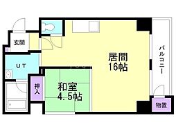 リベルティ大通 1LDKの間取図画像