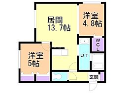 ブランシャールＥＫ琴似 4階2LDKの間取り