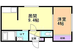 ＨＯＰＥ　Ｓ9Ｗ9 4階1DKの間取り