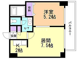 グランカーサ南11条 1LDKの間取図画像