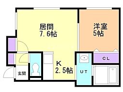 レジデンス大通公園 3階1LDKの間取り