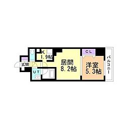 ビッグパレス南5条 5階1LDKの間取り