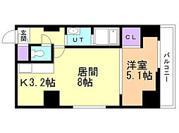 スペチアーレ・プリーモ 6階1LDKの間取り