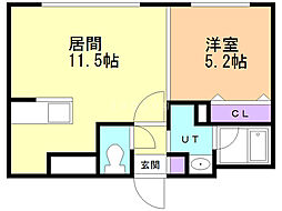 エヴァ北円山 3階1LDKの間取り