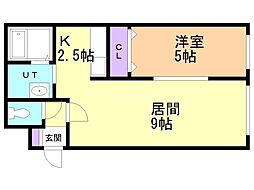グランメール北11条 1LDKの間取図画像