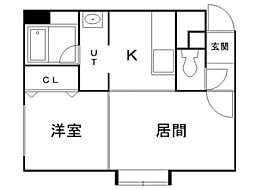 リー苗穂駅前ビル 1LDKの間取図画像