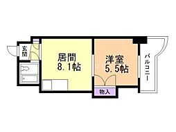 サウスフォーI 5階1DKの間取り