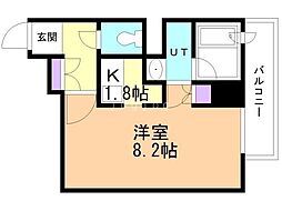 グランカーサ裏参道 3階1Kの間取り