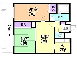 アルファスクエア円山 2LDKの間取図画像